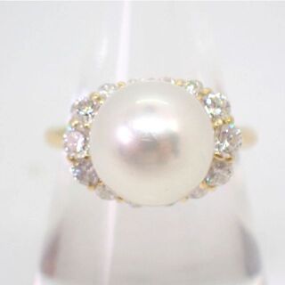 K18 アコヤ真珠/ダイヤモンド 1.00ct リング 12号[g769-2](リング(指輪))
