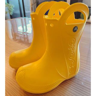 クロックス(crocs)のクロックス　長靴　キッズ　黄色　C9  約15cmくらい(長靴/レインシューズ)