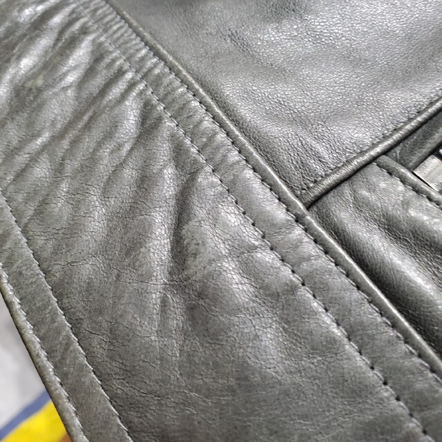 やどん様専用 エンメティ ラムスキン シングル ライダース ジャケット 42 メンズのジャケット/アウター(ライダースジャケット)の商品写真