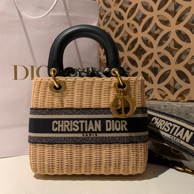 【感謝価格】 バッグ ミディアム DIOR LADY - Dior オブリーク かごバッグ ジャカード ショルダーバッグ