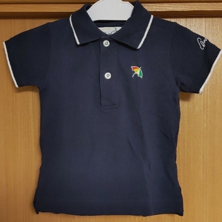 アーノルドパーマー(Arnold Palmer)のアーノルドパーマー半袖ポロシャツKIDS濃紺ネイビー黒ワッペン白刺繍ロゴ95cm(Tシャツ/カットソー)