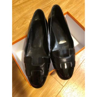 エルメス(Hermes)のエルメス　エナメルパンプス　フラットシュー(ローファー/革靴)