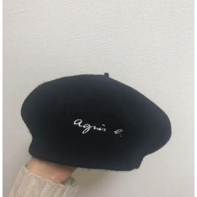 agnes b.(アニエスベー)のぽん様専用　アニエスベー  agnesb ベレー帽 黒 ブラック 正規品 レディースの帽子(ハンチング/ベレー帽)の商品写真