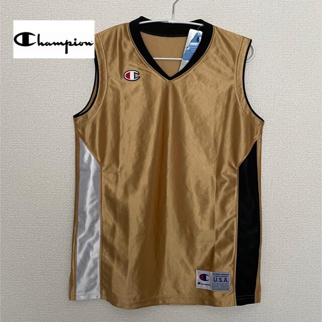 Champion(チャンピオン)のChampion タンクトップ バスケ ベスト ノースリーブ ゴールド ロゴ刺繍 メンズのトップス(タンクトップ)の商品写真
