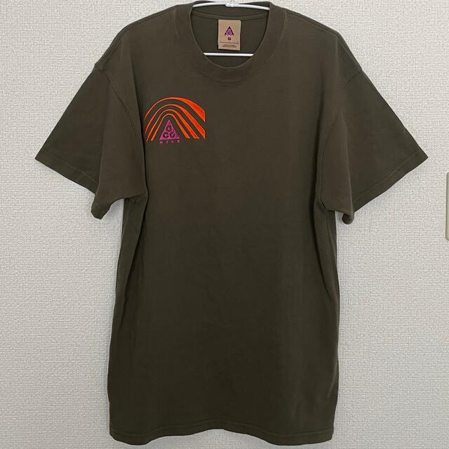 00sビンテージ NIKE ACG ロゴプリント Tシャツ M カーキ