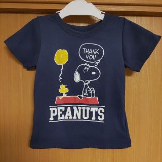 スヌーピー(SNOOPY)のPEANUTSスヌーピーSNOOPYウッドストック半袖Tシャツ100cm紺色(Tシャツ/カットソー)