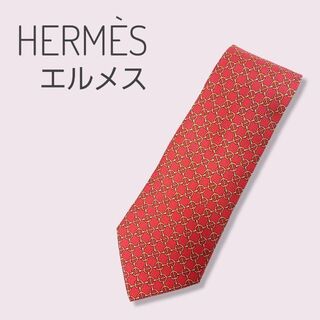 エルメス(Hermes)の【ほぼ新品】エルメス HERMES ネクタイ レッド 赤 9cm幅(ネクタイ)