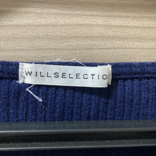 WILLSELECTION(ウィルセレクション)のウィルセレクション　トップス　立体フラワー　ネイビー　リブトップス　紺色 レディースのトップス(カットソー(半袖/袖なし))の商品写真