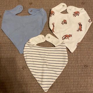 プチバトー(PETIT BATEAU)の【美品】プチバトー　スタイ3枚セット(ベビースタイ/よだれかけ)