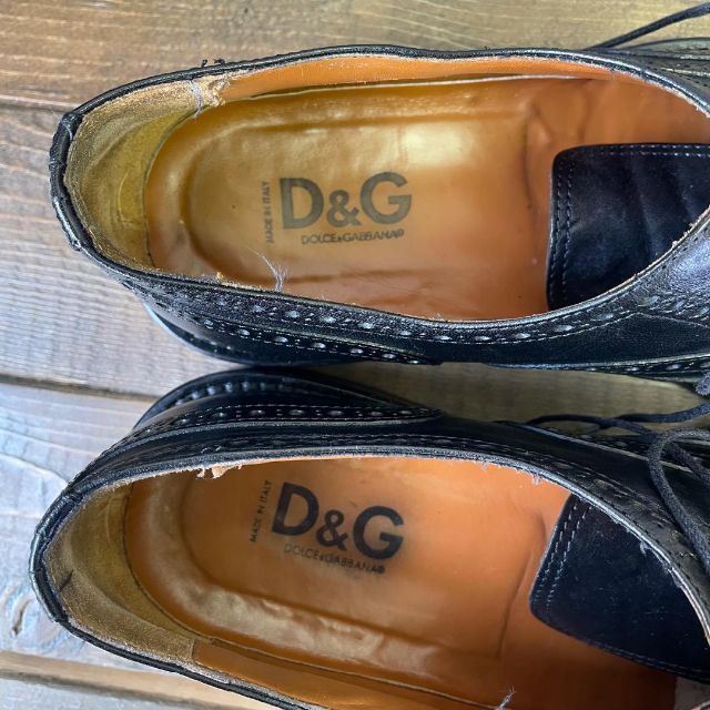 D&G(ディーアンドジー)の古着好き必見！ D&G ウイングチップシューズ　ブラック サイズ41 イタリア製 メンズの靴/シューズ(ドレス/ビジネス)の商品写真