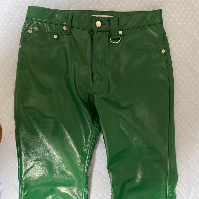 ジョンローレンスサリバン 18AW レザーパンツ バイカー グリーン 緑