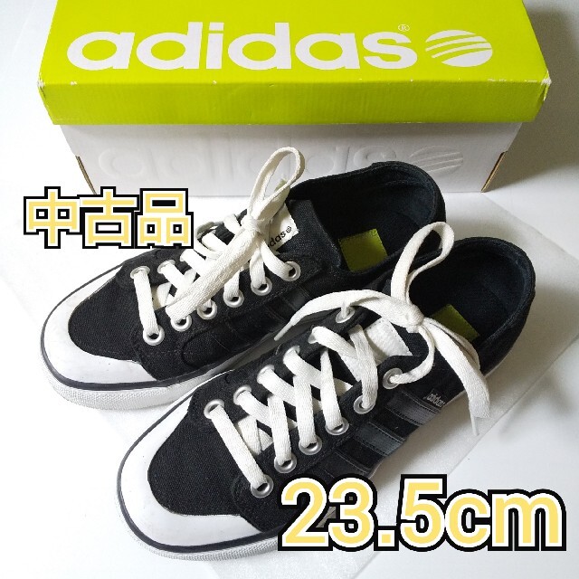 adidas(アディダス)のadidas/アディダス★コットンスニーカー★中古品 黒×白 レディースの靴/シューズ(スニーカー)の商品写真