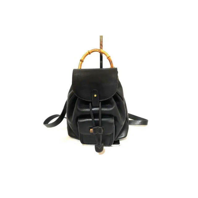 美品 GUCCI グッチ バンブー レザー ブラック 黒 リュック 定番の