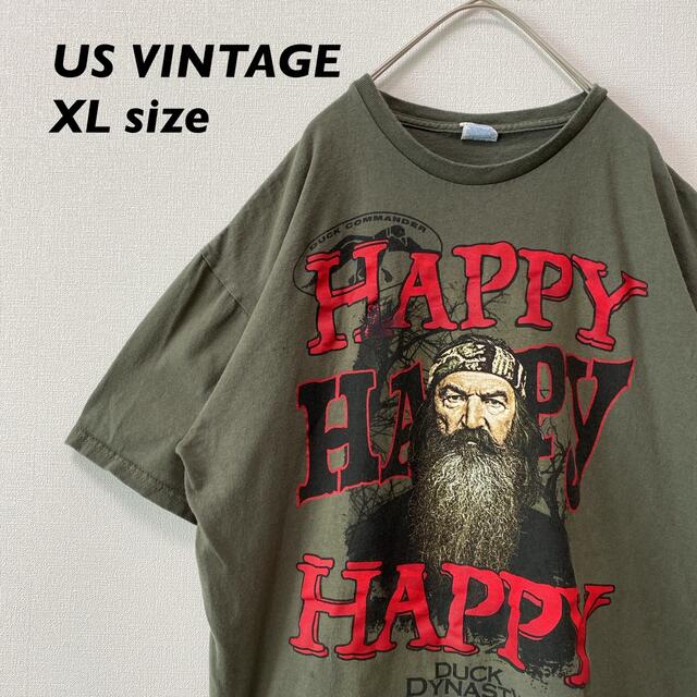 US古着　半袖Tシャツ　ビッグプリント　アメリカTV 深緑色　XLサイズ メンズのトップス(Tシャツ/カットソー(半袖/袖なし))の商品写真