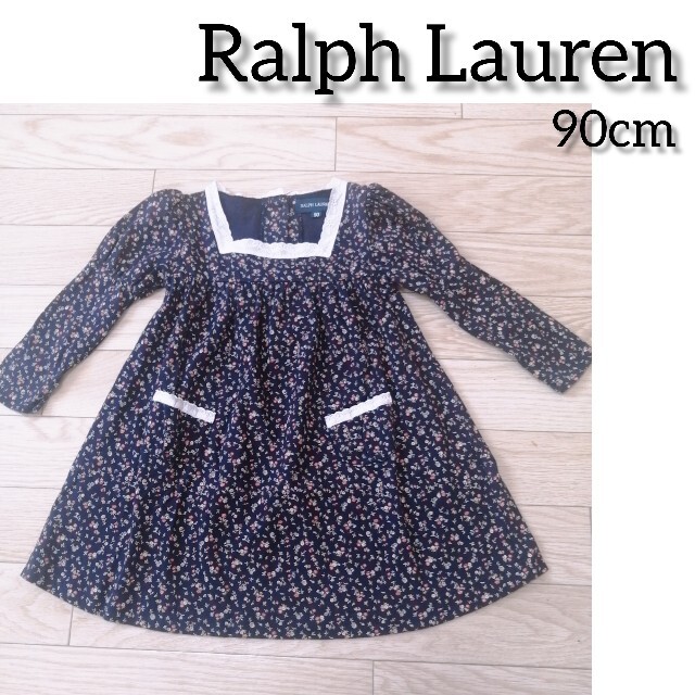 Ralph Lauren(ラルフローレン)のラルフローレン90cm小花柄ワンピース綿ネイビー紺 キッズ/ベビー/マタニティのキッズ服女の子用(90cm~)(ワンピース)の商品写真