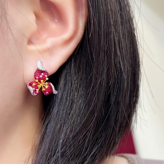 大きな割引 ダイヤ ルビー 天然 ピアス1.11ct ¥ k18 ピアス