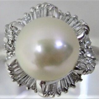 Pt900プラチナ リング指輪 パール9.8ｍｍ アコヤ真珠 ダイヤ0.91ct(リング(指輪))