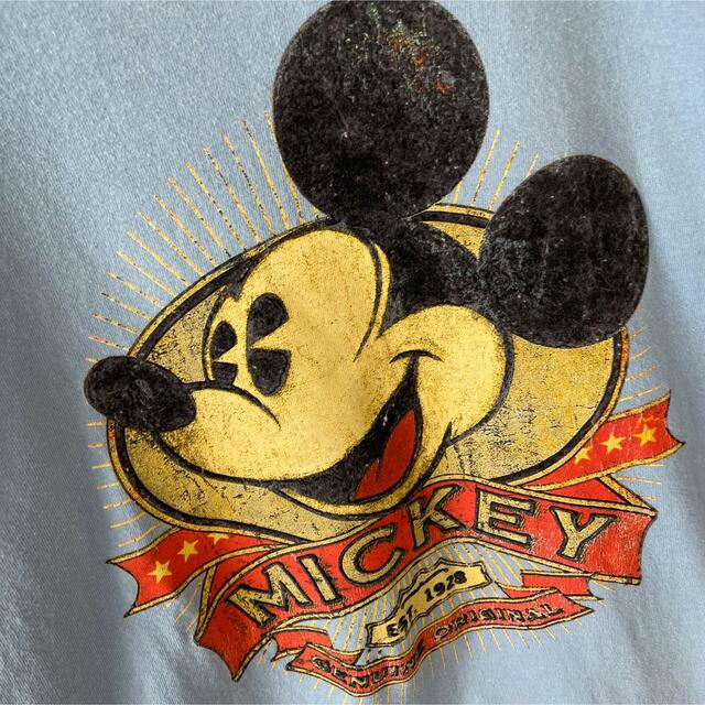 ミッキーマウス(ミッキーマウス)のMICKEY ヴィンテージ　プリント　フェルト　半袖Tシャツ　水色　くすみカラー メンズのトップス(Tシャツ/カットソー(半袖/袖なし))の商品写真