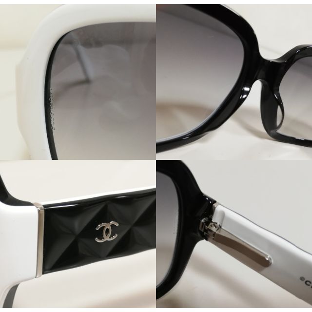 シャネル サングラス マトラッセ ホワイト×ブラック 5124  レディースのファッション小物(サングラス/メガネ)の商品写真