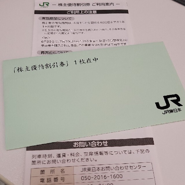 JR(ジェイアール)のJR東日本　株主優待割引券　1枚 チケットの優待券/割引券(その他)の商品写真