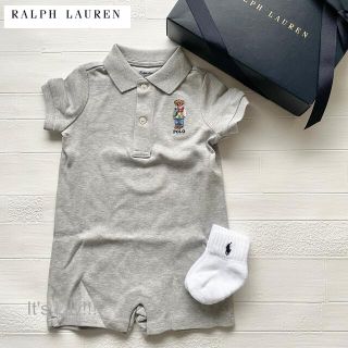 ラルフローレン(Ralph Lauren)の6m70cm ポロベア ロンパース 春夏活躍 グレー　人気(ロンパース)