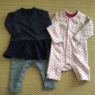 ユニクロ(UNIQLO)のロンパース2枚目セット ★ 80サイズ ★ 美品(ロンパース)