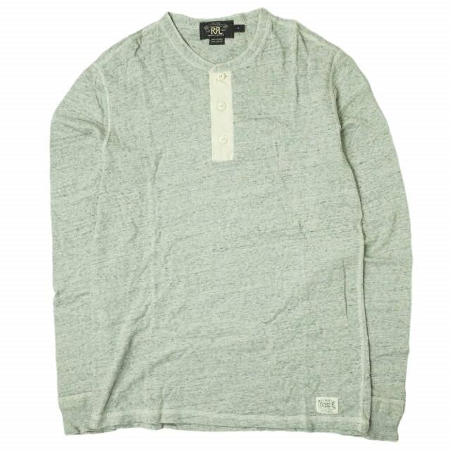 RRL ダブルアールエル HENLEY NECK L/S T-SHIRTS ヘンリーネックロングスリーブTシャツ S ライトグレー 長袖 Double RL カットソー TEE フラットシーマ トップス【RRL】