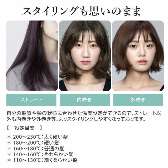 ストレート ヘアアイロンブラシ ヒートブラシ 80℃-230℃ 温度調節 LED スマホ/家電/カメラの美容/健康(ヘアアイロン)の商品写真