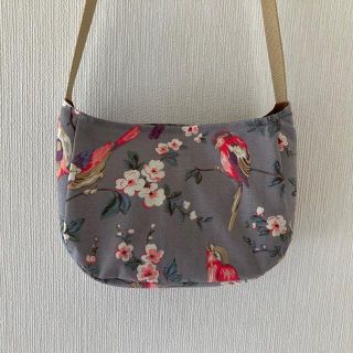 キャスキッドソン(Cath Kidston)のハンドメイド♡キャスキッドソン♡ショルダーバッグ♡花と小鳥♡グレー(バッグ)