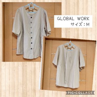 グローバルワーク(GLOBAL WORK)のGLOBAL WORK　リラックスブラウス　ベージュ　M(シャツ/ブラウス(半袖/袖なし))