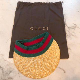 グッチ(Gucci)の【新品未使用】グッチ♡サンバイザー(麦わら帽子/ストローハット)