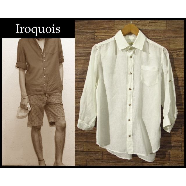 Iroquois(イロコイ)のG① イロコイ 387119 2WAY 七分袖 ウォッシュ加工 リネン シャツ メンズのトップス(シャツ)の商品写真