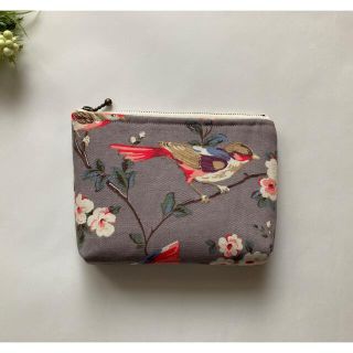 キャスキッドソン(Cath Kidston)のハンドメイド♡キャスキッドソン♡お化粧ポーチ♡花と小鳥♡グレー(ポーチ)