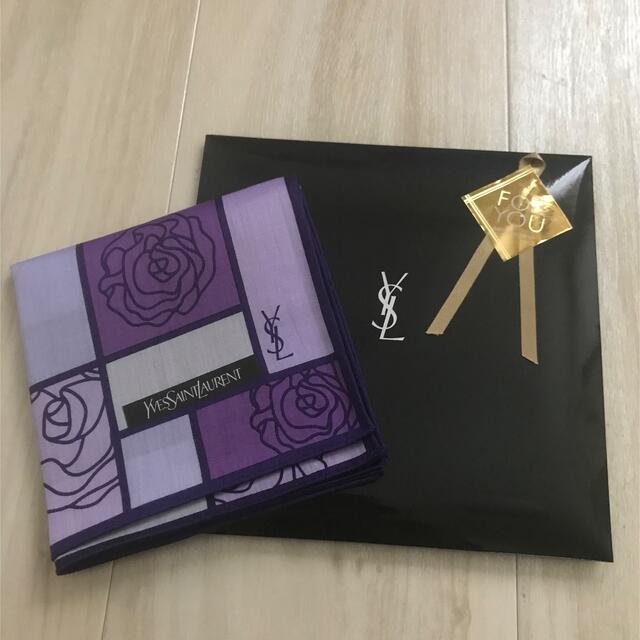 Yves Saint Laurent Beaute(イヴサンローランボーテ)のイヴ・サンローラン　ハンカチ　紫色 レディースのファッション小物(ハンカチ)の商品写真