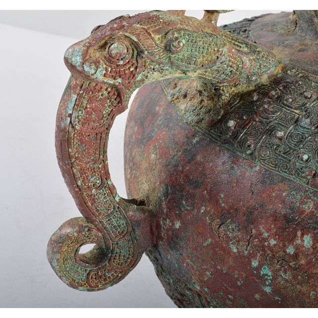かわいい！ 中国古銅青銅饕餮文神獣形持ち手付尊M R4502 工芸品
