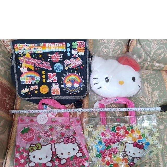 桜 印 レア サンリオ ハローキティ ぬいぐるみ デニム リュック バック