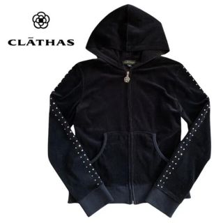 クレイサス(CLATHAS)のクレイサス☆CLATHAS！ベロア パーカー RHINESTONE ZIP 黒(パーカー)