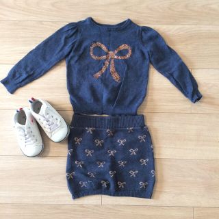 エイチアンドエム(H&M)のH&M KIDS ニットセットアップ キッズ♡リボン柄(ニット)