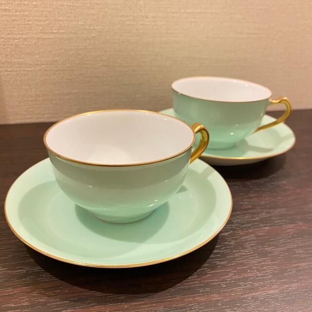 未使用美品 大倉陶園 色蒔きグリーン カップ&ソーサ その2