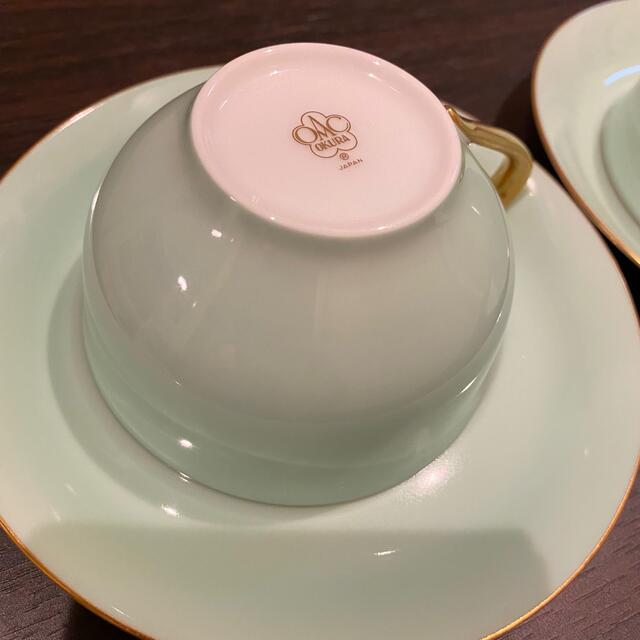 大倉陶園 カップ&ソーサー2客 色蒔きライトグリーン 大倉陶園 カップ&ソーサー2客 色蒔きライトグリーン