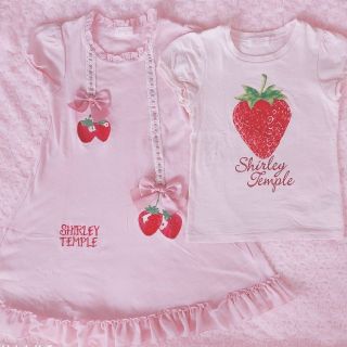 シャーリーテンプル(Shirley Temple)のシャーリーテンプル　いちごカットソーワンピと阪急限定いちごカットソーTシャツセッ(ワンピース)