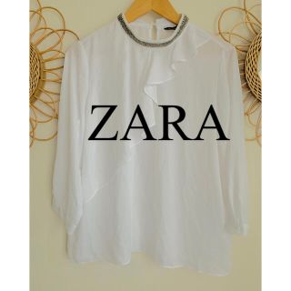 ザラ(ZARA)の新品　ZARA ザラ　シャツ　ブラウス　トップス　フリル　シアー　人気　完売(シャツ/ブラウス(長袖/七分))