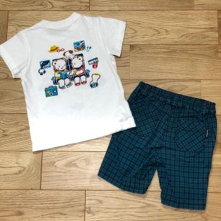 新品タグ付き　ファミリアチェック　パンツ　Tシャツ　セットアップ　サイズ90