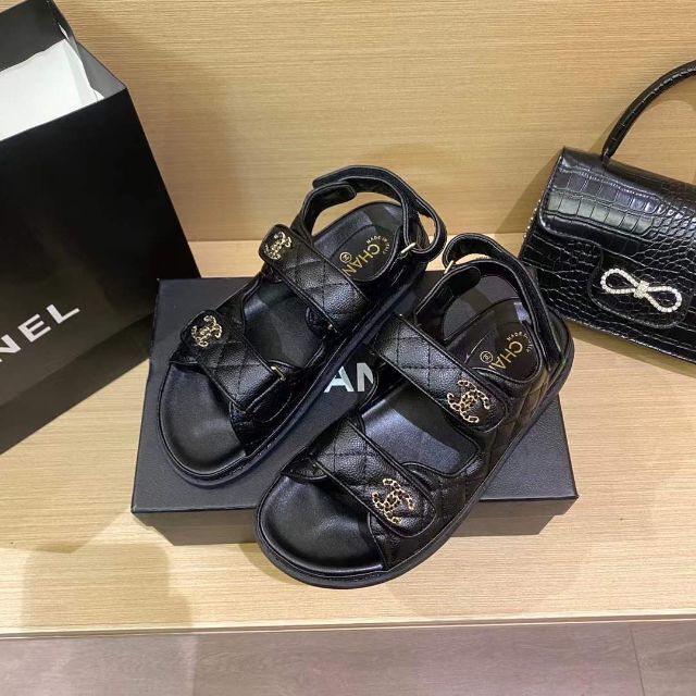 2022新商品 CHANEL 36 ブラック スポーツサンダル シャネル - サンダル