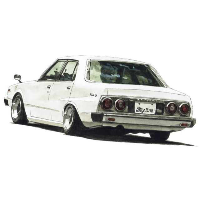 日産(ニッサン)のNC-1403スカイラインGT4Dr/C210限定版画サイン有額装済作家平右ヱ門 自動車/バイクの自動車(カタログ/マニュアル)の商品写真