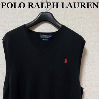 ポロラルフローレン(POLO RALPH LAUREN)のポロ　ラルフローレン　コットンベスト　vネック　Lサイズ　ワンポイント刺繍(ベスト)