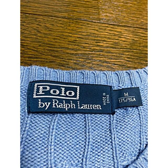 Ralph Lauren(ラルフローレン)の【希少】シルク100% ラルフローレン ケーブルセーター  L スカイブルー メンズのトップス(ニット/セーター)の商品写真