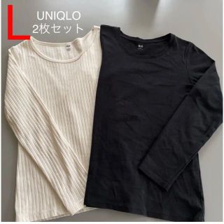 ユニクロ(UNIQLO)の&& UNIQLO カットソー&Tシャツ　2枚セット　L(Tシャツ(長袖/七分))