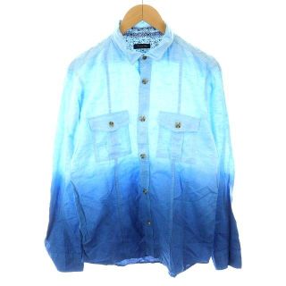 メンズビギ(MEN'S BIGI)のメンズビギ シャツ 長袖 コットン 麻混 リネン混 3 L 水色 青(シャツ)