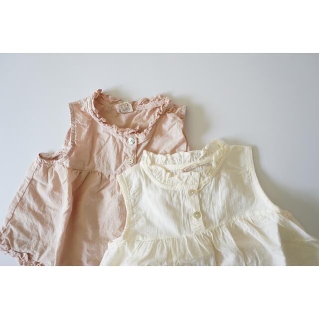 ﾌﾘﾙｽﾘｰﾌﾞﾚｽﾌﾞﾗｳｽ frill sleeveless blouse  キッズ/ベビー/マタニティのベビー服(~85cm)(タンクトップ/キャミソール)の商品写真